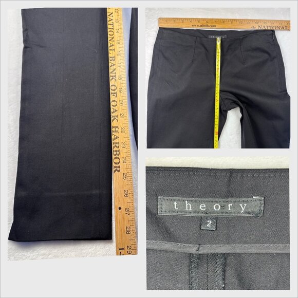 Theory Belisa BiStretch Black Slim Fit Pants Size 2 Stretch Tailored Workwear - Picture 7 of 11